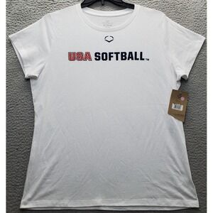 USA Softball EvoShield Baseball Tee Shirt Women's XL White‎ Crew Neck Pullover